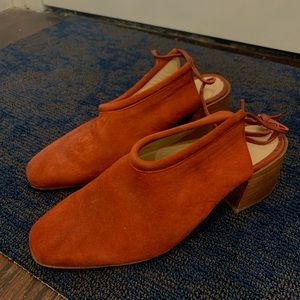 COS Rust Suede Block Heel Sandals